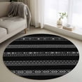 thumbnail image 1 of 3ft Washable Round Rug, Geometric Black Non-Slip Circle Area Rug for Bedroom Bedside, Ethnic Stripes Soft Indoor Floor Mat for Home Decor, 1 of 9