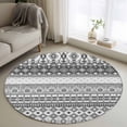 thumbnail image 1 of 3ft Washable Round Rug, Gray Geometric Non-Slip Circle Area Rug for Bedroom Bedside, Bohemian Style Ethnic Tribal Painting Soft Indoor Floor Mat for Home Decor, 1 of 9
