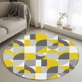 thumbnail image 1 of 3ft Washable Round Rug, Mid Century Non-Slip Circle Area Rug for Bedroom Bedside, Yellow Grey Abstract Retro Geometric Modern Soft Indoor Floor Mat for Home Decor, 1 of 9