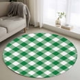 thumbnail image 1 of 3ft Washable Round Rug, Pastoral Style Non-Slip Circle Area Rug for Bedroom Bedside, Deep Green Lattice Soft Indoor Floor Mat for Home Decor, 1 of 9