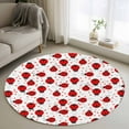 thumbnail image 1 of 3ft Washable Round Rug, Red Ladybug Non-Slip Circle Area Rug for Bedroom Bedside, Cartoon Insects Animal Love White Background Soft Indoor Floor Mat for Home Decor, 1 of 9