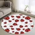thumbnail image 1 of 3ft Washable Round Rug, Red Ladybugs Non-Slip Circle Area Rug for Bedroom Bedside, Country Cute Ladybug Red Black Animals Geometric Lines Soft Indoor Floor Mat for Home Decor, 1 of 9