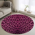 thumbnail image 1 of 3ft Washable Round Rug, Retro Pink Leopard Non-Slip Circle Area Rug for Bedroom Bedside, Abstract Classic Texture Soft Indoor Floor Mat for Home Decor, 1 of 9