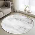 thumbnail image 1 of 3ft Washable Round Rug, White Marble Non-Slip Circle Area Rug for Bedroom Bedside, Abstract Gold Circle Marble Texture Contemporary Soft Indoor Floor Mat for Home Decor, 1 of 9