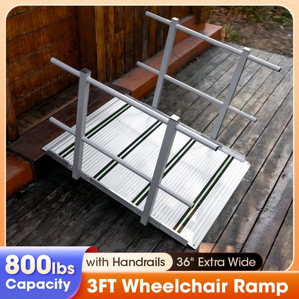 3m Ramp With Rails 3ft Wheelchair Ramp with Handrails, 36