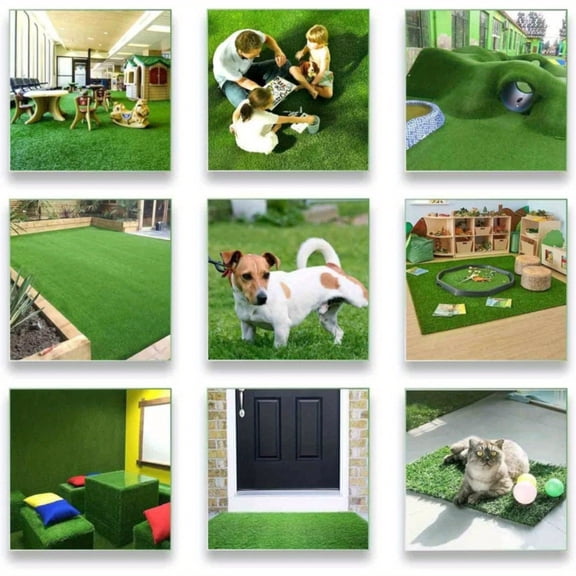 3ft X 16ft Premium Artificial Turf Mat With Drainage Holes Thick Fake Grass With Rubber Backing Ideal For Indoor Outdoor Pet Areas Garden Lawn Patio & Balcony Decor Grass Height 0.6 Inches 1.5cm