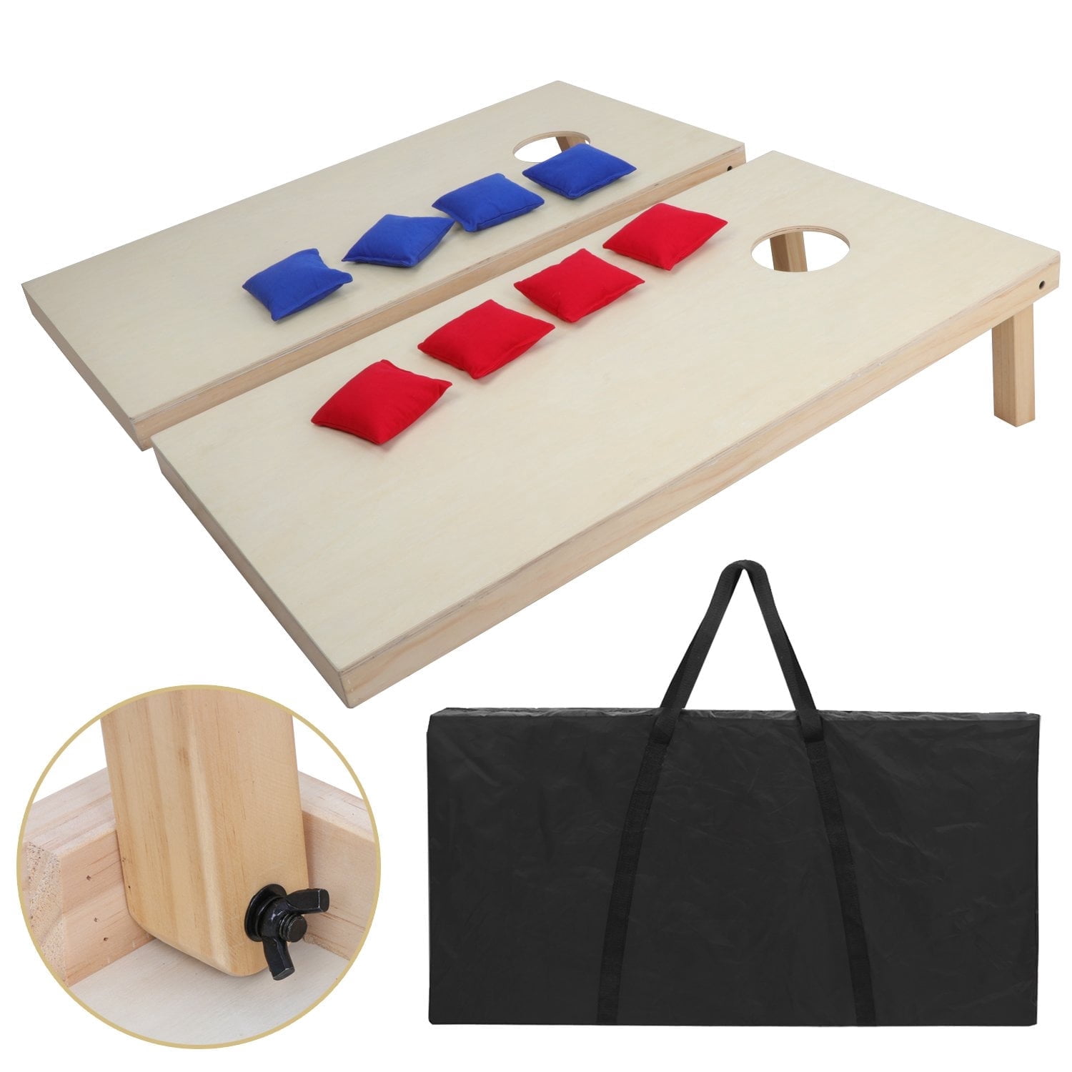 ZENY 3ft X 2 ft Backyard Cornhole Bean Bag Toss Game Set Solid Wood W/Carrying Case