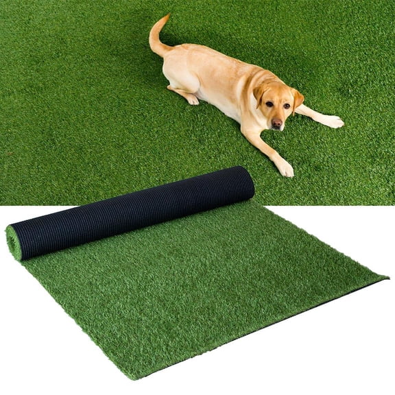3ft x 16ft Artificial Grass Turf with Drainage Holes, 0.6" Thick Low Pile Fake Lawn Mat with Rubber Backing - Budget-Friendly Indoor Outdoor Pet Grass for Patio, Balcony, Yard, and Garden Decor