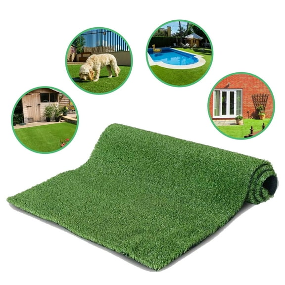 3ft x 16ft Premium Artificial Turf Mat, Drainage Holes, Rubber Backing, 0.6in Grass Height, for Indoor/Outdoor Use