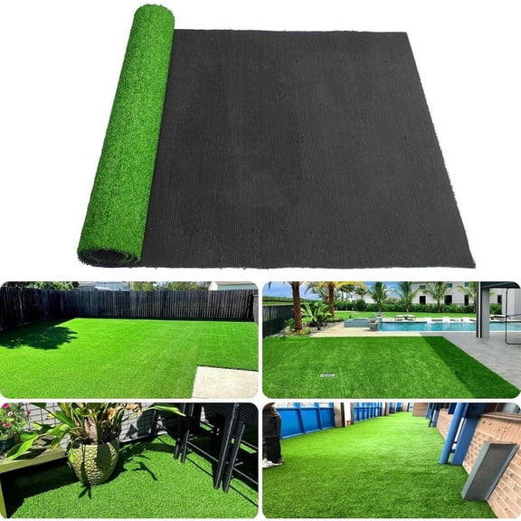 3ft x 16ft Premium Artificial Turf Mat with Drainage Holes Thick Fake Grass with Rubber Backing for Indoor/Outdoor Pet Areas Garden Lawn Patio & Balcony Decor