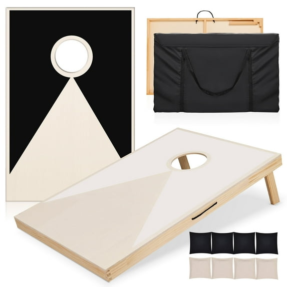3ft x 2ft Solid Wood Cornhole Set – Premium Outdoor Game with 8 All-Weather Bean Bags & Carrying Case