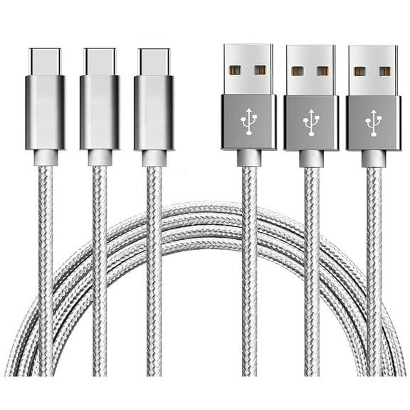 [3ft x 3 Pack] Juvnile Nylon Braided USB-C to USB 3.0 cable (3 Pack x 3ft), High Durability, for USB Type-C Devices