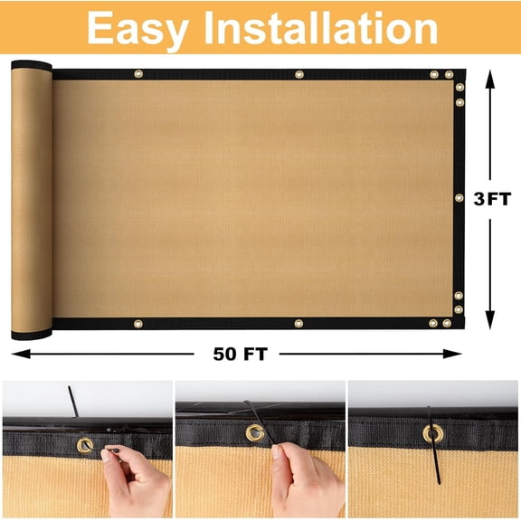 3ft x 50ft Privacy Fence Screen with Grommets for Backyard Deck Garden  Balcony