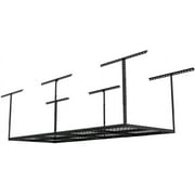 3ftx8ft Overhead Garage Storage Rack, Heavy-Duty Metal Garage Ceiling Storage Rack, 22''-40" Adjustable Ceiling Drop-Down, 600 lb. Loading Weight Capacity, Black