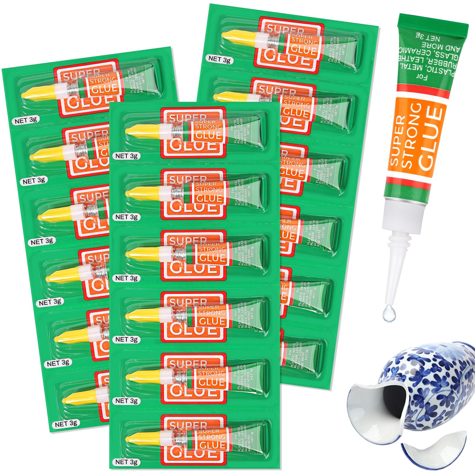 3g X 18 Pack Clear Superglue Instant Bonding, Strong Cyanoacrylate (CA