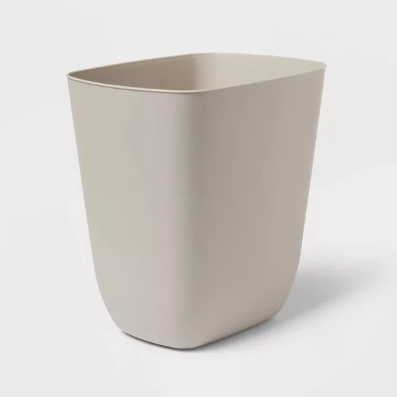 3gal Open Vanity Waste Basket Gray Compact Plastic Indoor Trash Can, Matte Finish, Small Size, 3 Gallon Capacity