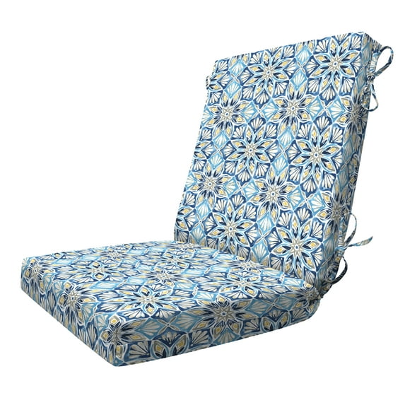 3i Products, Inc. Outdoor Highback Dining Chair Cushion Beryl Pacific Blue