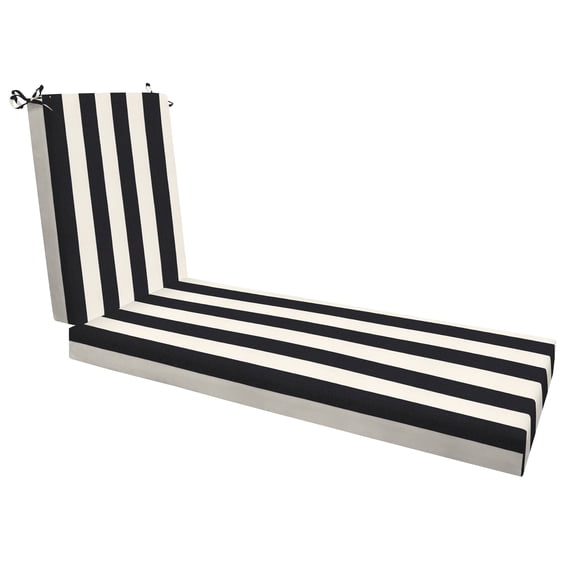 Cabana Stripe Black & Ivory Chaise Lounge Cushion