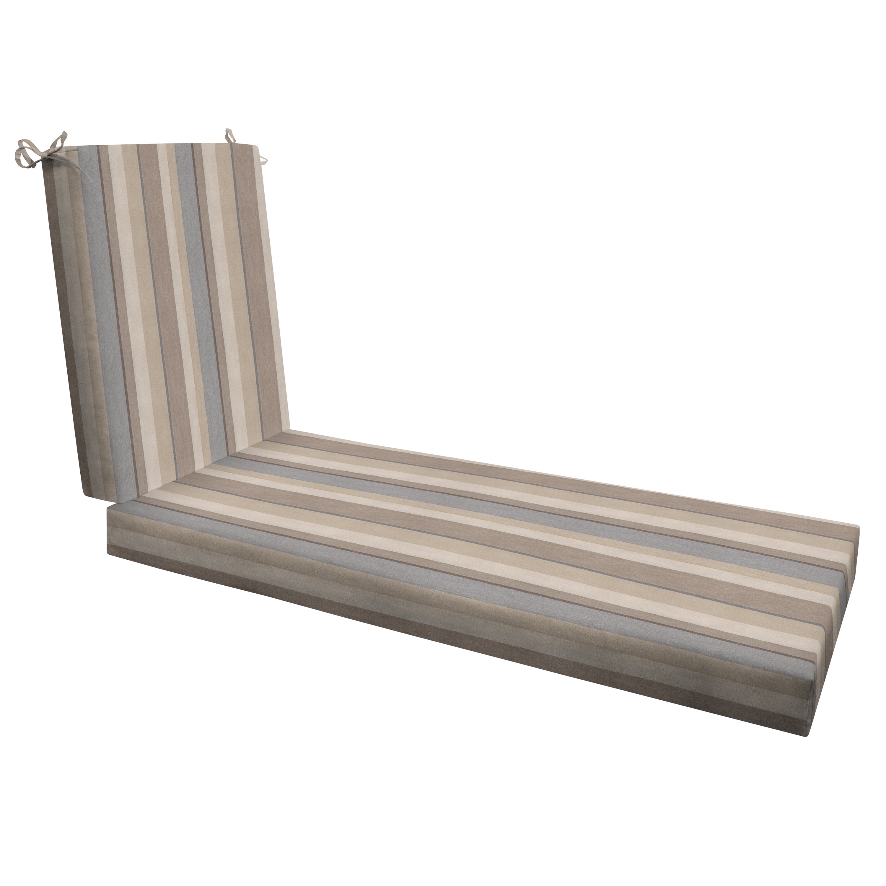 Stripe Taupe Polyester Outdoor Chaise Lounge Cushion