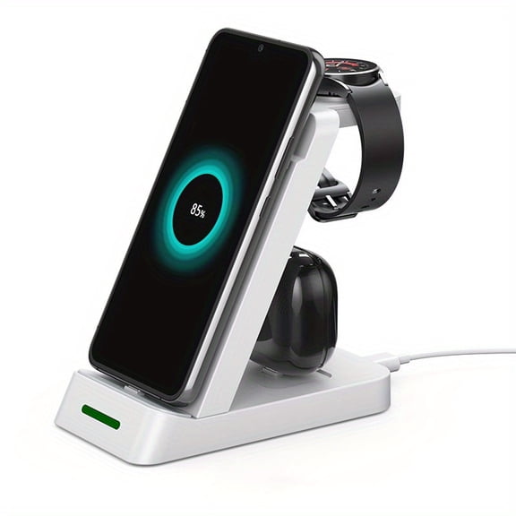 3in 1 Fast Wireless Charger Station Dock Wireless Charging Stand for 20 Z Fold 4 USB C Port Cell Phone for Buds for Watch 6 5 Pro 4 3 for All Type -C Android Mobile Phone Charge Desktop Bedside Use
