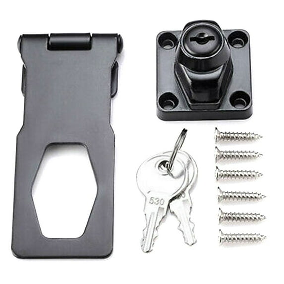 3in Black Locking Hasp and Staple with Keys Padlock Garage Lock Cupboard Shed
