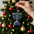 thumbnail image 1 of 3in Hanukkah Menorah Ornament - Festive Jewish Holiday Decor, Mini Candle Holder Figurine for Hanukkah Celebration, Home Tabletop & Shelf Decor, Durable Craft for Jewish Festivities, D, 1 of 8