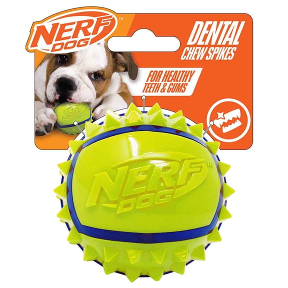 Nerf Dog TPR Dental Spike Ball, Blue/Green, 3 inch