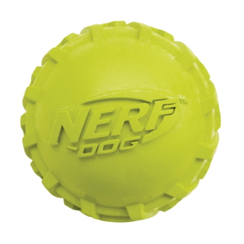 Nerf Dog Tire Squeak Ball Fetch Toy, Green, 3 inch