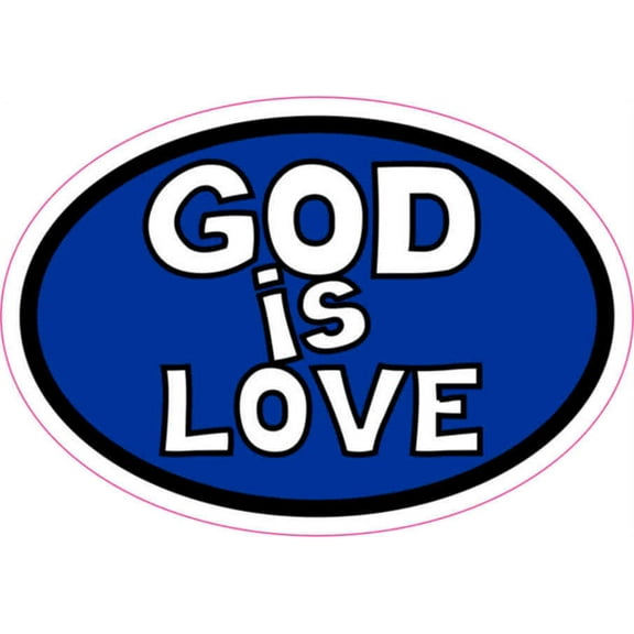 3in x 2in Blue Oval God Is Love Sticker Vinyl Stickers Car Bumper Decal