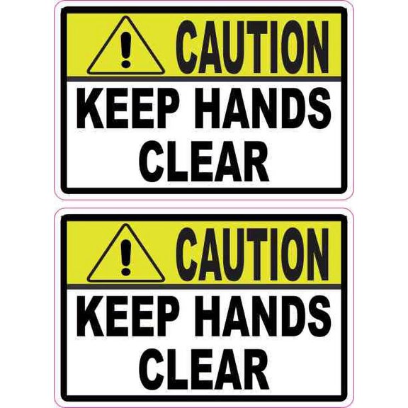 3in x 2in Caution Keep Hands Clear Stickers