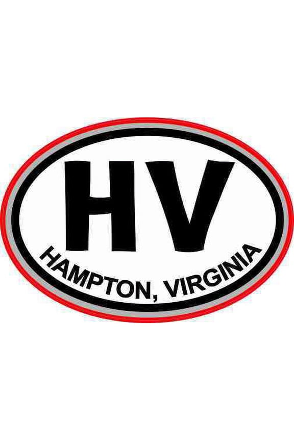 3in x 2in Gray and Red Oval HV Hampton Virginia Sticker