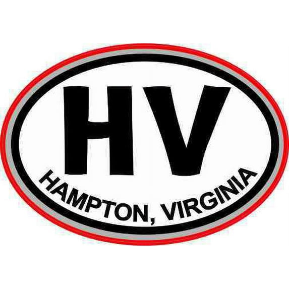 3in x 2in Gray and Red Oval HV Hampton Virginia Sticker