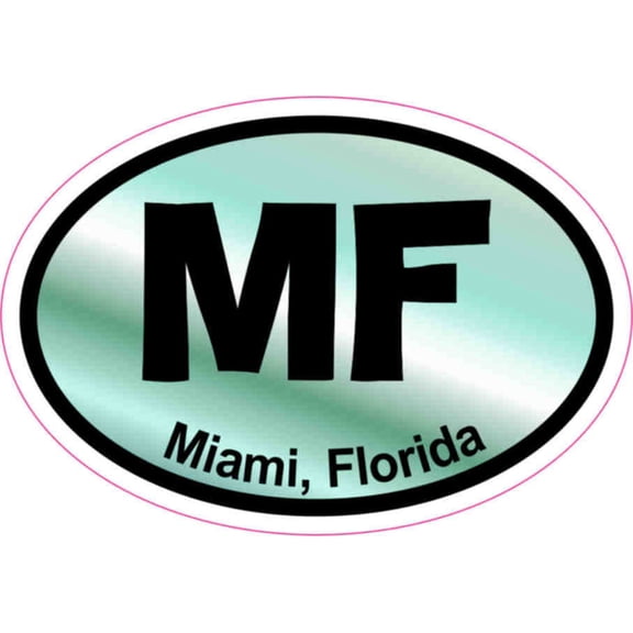 3in x 2in Green Oval MF Miami Sticker Vinyl Florida Car Bumper Stickers