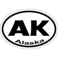 thumbnail image 1 of 3in x 2in Oval AK Alaska Sticker Vinyl Car Window State Bumper Stickers, 1 of 1