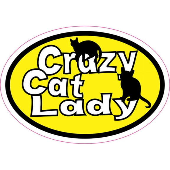3in x 2in Oval Crazy Cat Lady Sticker Vinyl Cup Stickers Car Bumper Decal