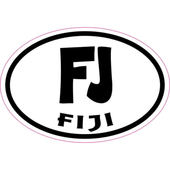 3in x 2in Oval FJ Fiji Sticker Vinyl Cup Decal Vehicle Bumper Stickers