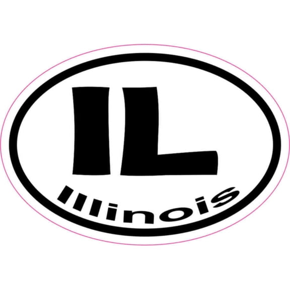3in x 2in Oval IL Illinois Sticker Vinyl Car Window State Bumper Stickers