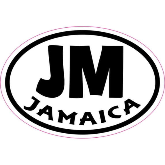 3in x 2in Oval JM Jamaica Sticker Vinyl Cup Decal Bumper Stickers
