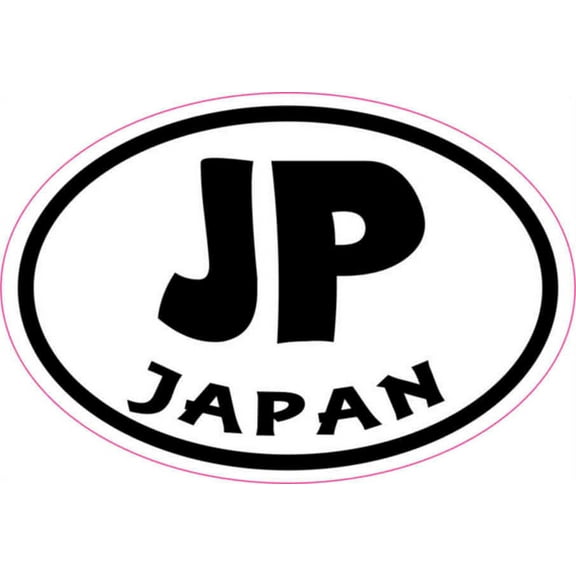 3in x 2in Oval JP Japan Sticker Vinyl Cup Decal Bumper Stickers