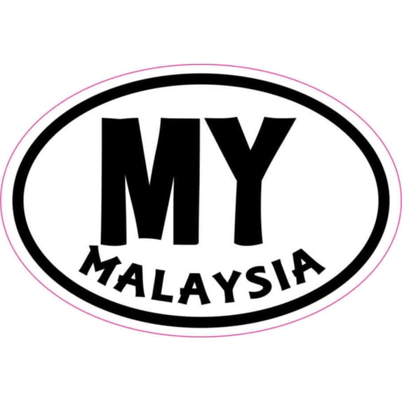 3in x 2in Oval MY Malaysia Sticker Vinyl Cup Decal Travel Bumper Stickers
