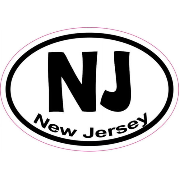 3in x 2in Oval NJ New Jersey Sticker Vinyl Car Window State Bumper Decal