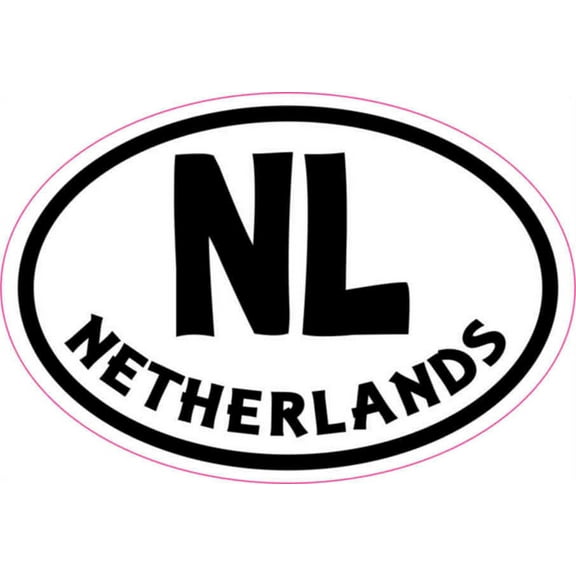 3in x 2in Oval NL Netherlands Sticker Vinyl Cup Decal Car Bumper Stickers