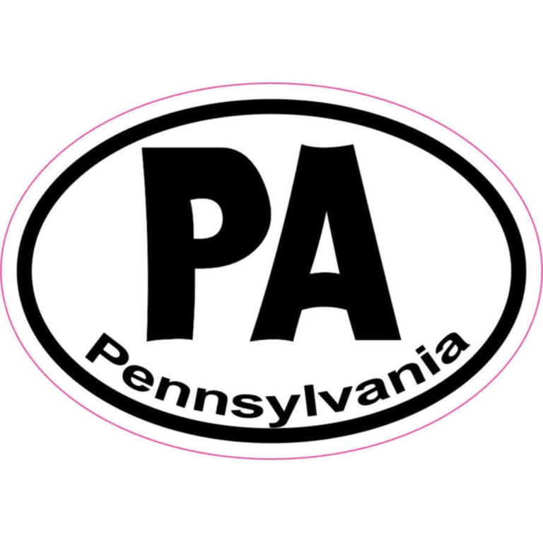Pennsylvania PA State Oval Vinyl Car Bumper Sticker - 3x2 Inches, Made In USA, Outdoor Durable