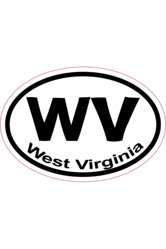 3in x 2in Oval WV West Virginia Sticker Vinyl Window State Bumper Decal