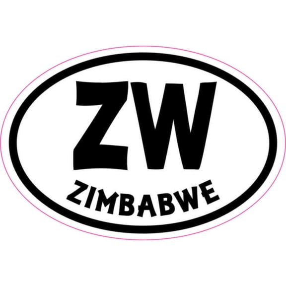 3in x 2in Oval ZW Zimbabwe Sticker Vinyl Cup Decal Vehicle Bumper Stickers