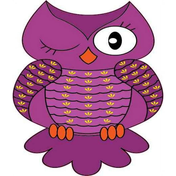 3in x 3.5in Winking Purple Owl Sticker Vinyl Cup Car Truck Decal Stickers