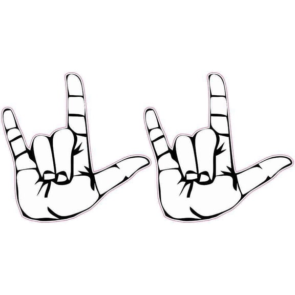 3in x 3in Black and White ASL I Love You Stickers