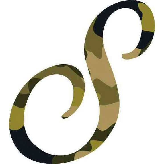 3in x 3in Camo Cursive S Monogram Sticker Vinyl Vehicle Stickers Cup Decal