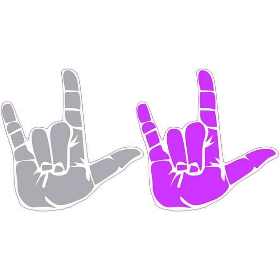 3in x 3in Purple and Gray ASL I Love You Stickers