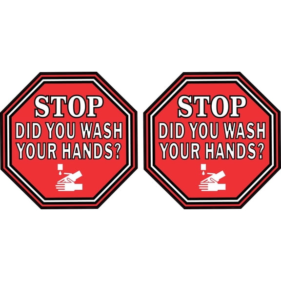 3in x 3in Symbol Stop Did You Wash Your Hands Vinyl Stickers